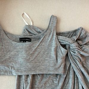 JLUXLABEL two piece skirts up, gray colored, high slit, size medium, worn once.